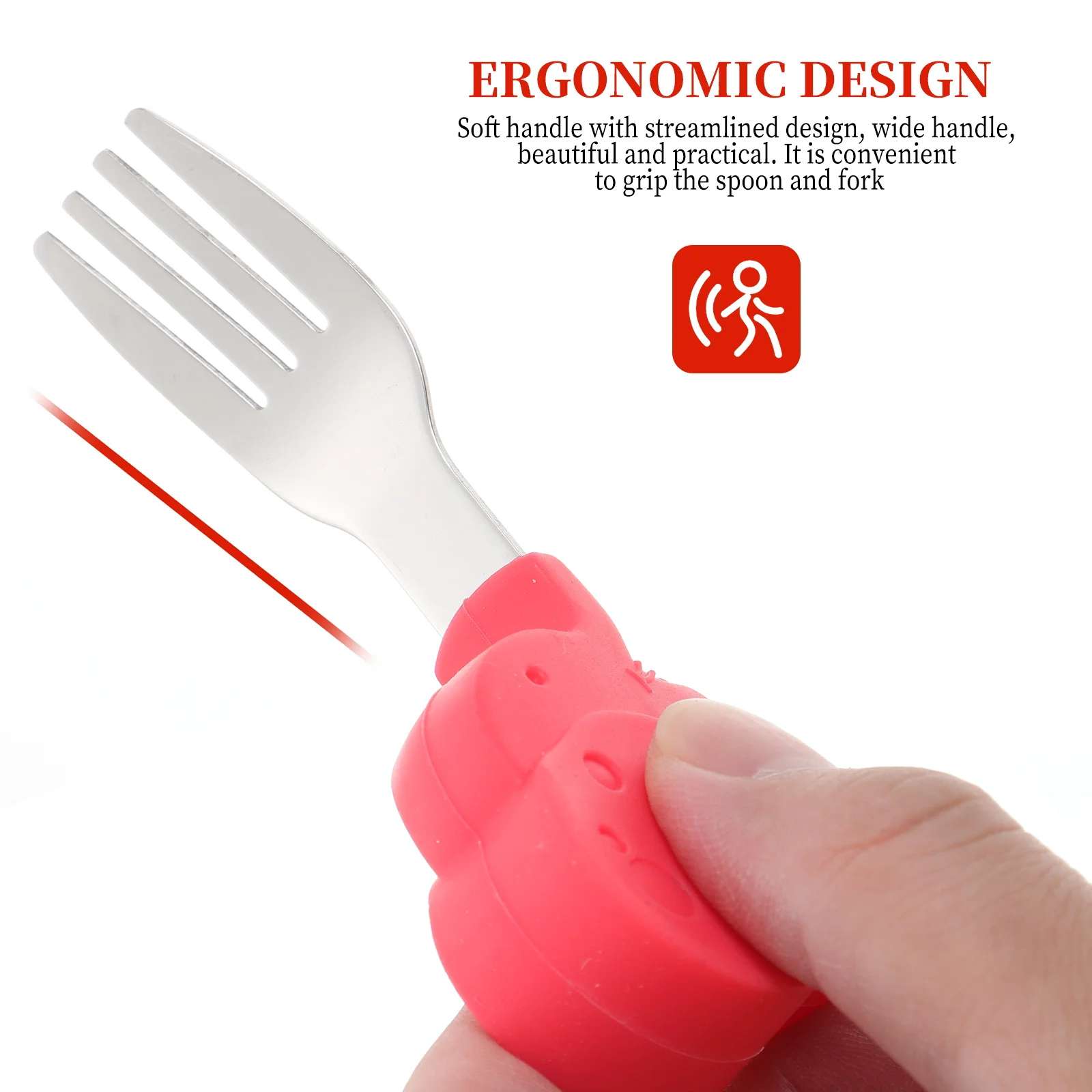 

2pcs Silicone Fork Spoon Set For Babies Soft Handle Cartoon Baby Dinning Training Tableware Food Grade Kids Eating Tools