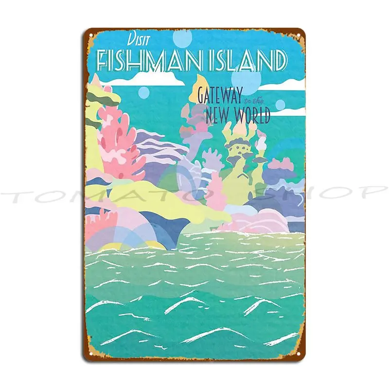 Visit Fishman Island Retro Tourism Metal Plaque Cinema Personalized Cinema Garage Decoration Customized Tin Sign Poster
