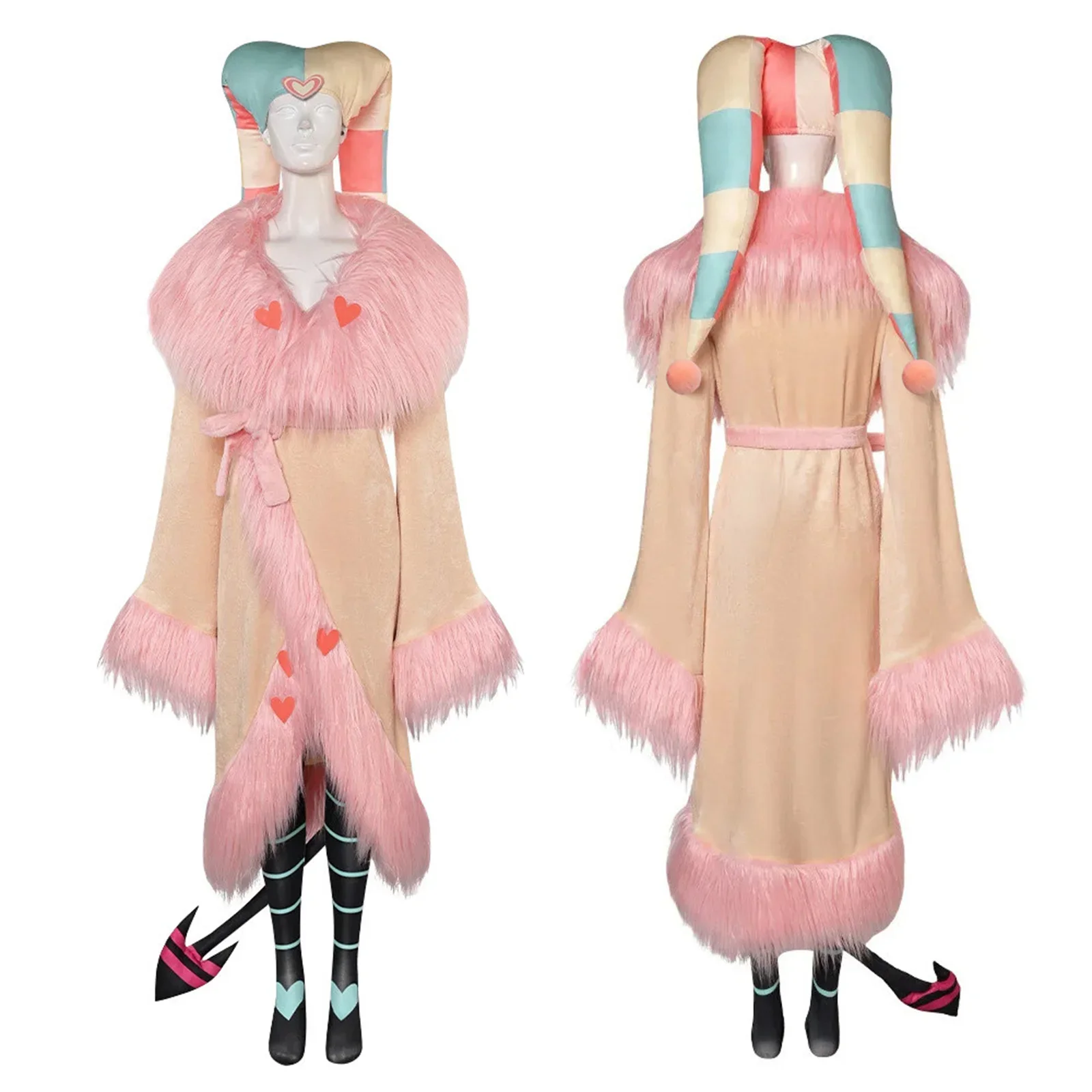 Anime Hazbin Fizzarolli Cosplay Costume 3 Kinds Jumpsuits with Tail Headgear Pink Robe Pajamas Bathrobe Halloween Party Outfits