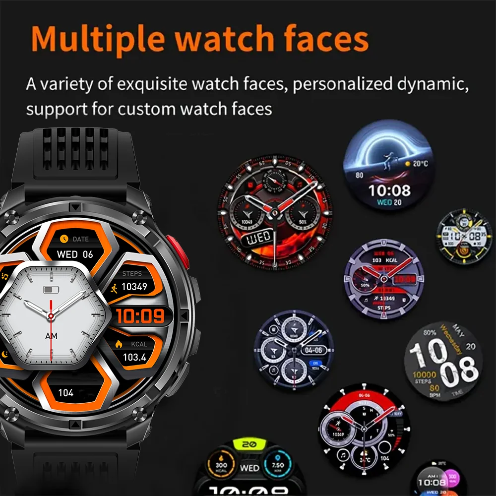 นาฬิกาสมาร์ทโฟนบลูทูธ DAORKOW 2025 รุ่นใหม่ แบตเตอรี่ 1100 mAh พร้อม GPS เข็มทิศ วัดความสูง กันน้ำ 10 ATM สำหรับผู้ชายและผู้หญิง