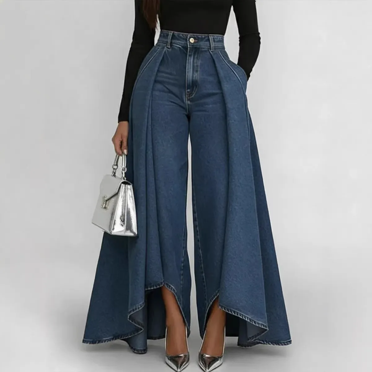 Printed Casual Jeans with No Stretch Mid Waist Full Length Leggings Thick Digital Print Streetwear Tight Fit Women Pants
