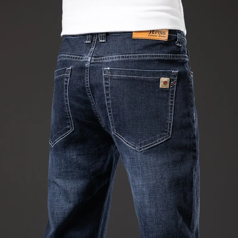 2025 Classic Style Men Thick Business Jeans Autumn and Winter New Fashion Straight Elasticity Denim Pants Male Brand