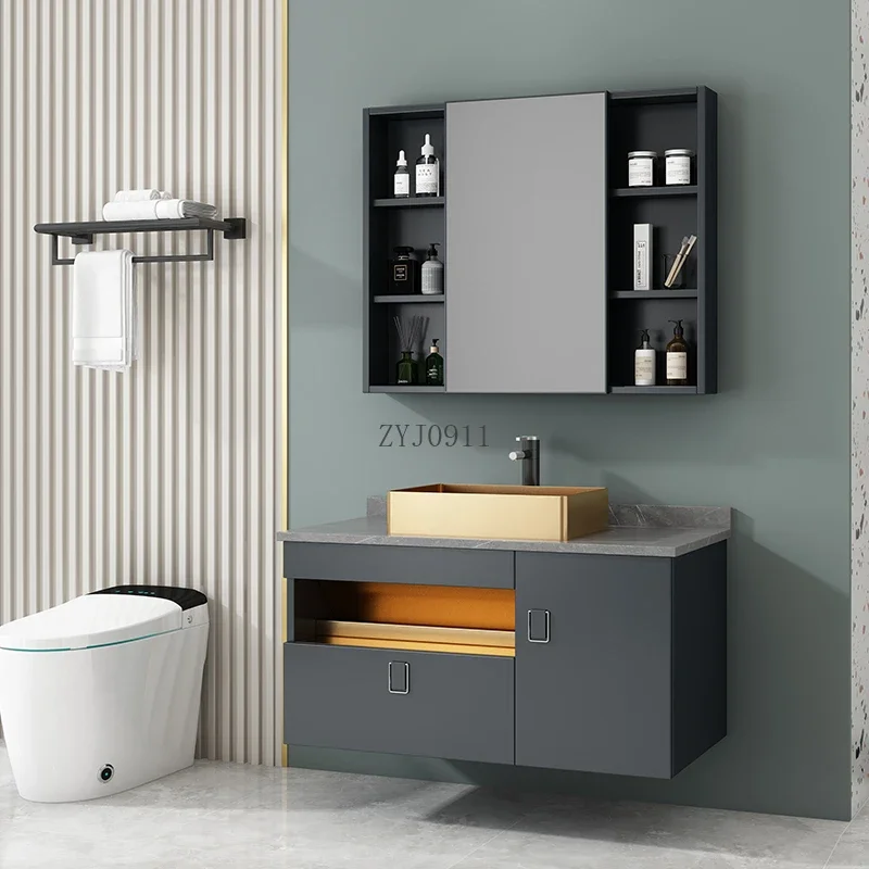 Bathroom Cabinet Stainless Steel Basin Modern Bathroom Table Wash Face Wash Basin Cabinet Combination