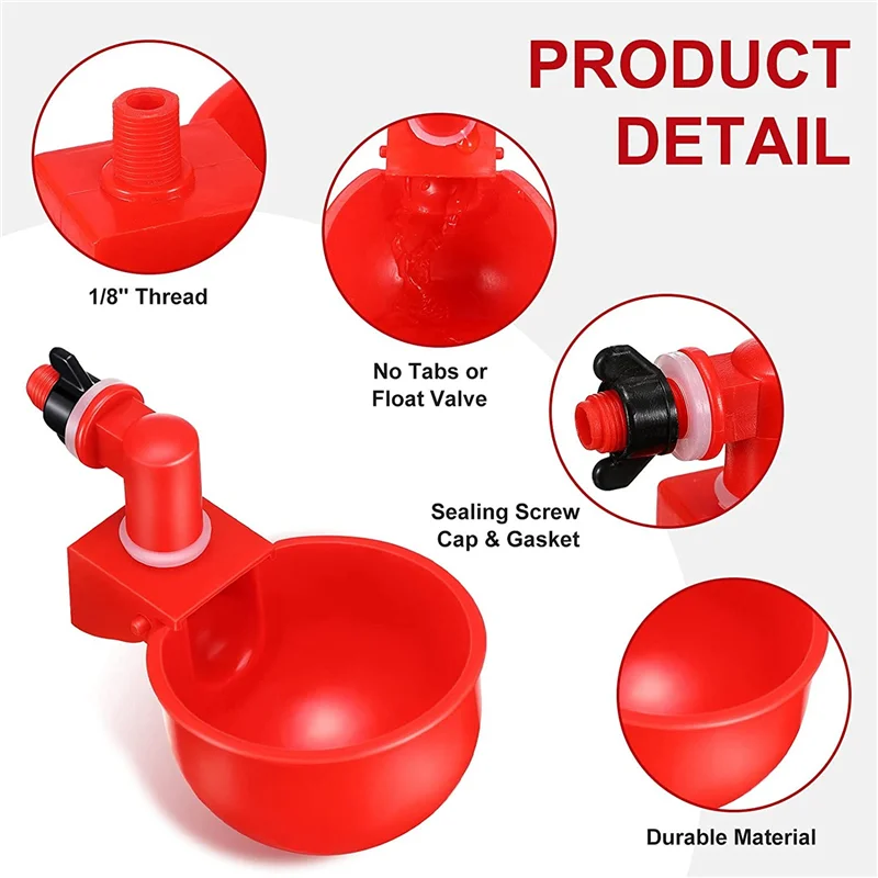 

YWDZ-60PCS Chicken Watering Cup Automatic Filling Waterer Poultry Drinking Bowl Thread Watering Feeder Cup For Chicken