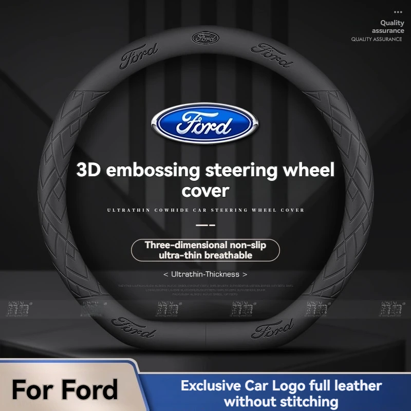 

38CM Ford Car Steering Wheel Cover For Ford Mondeo Focus Raptor Puma Edge Explorer Ecosport Ranger F150 Kuga Car Accessories