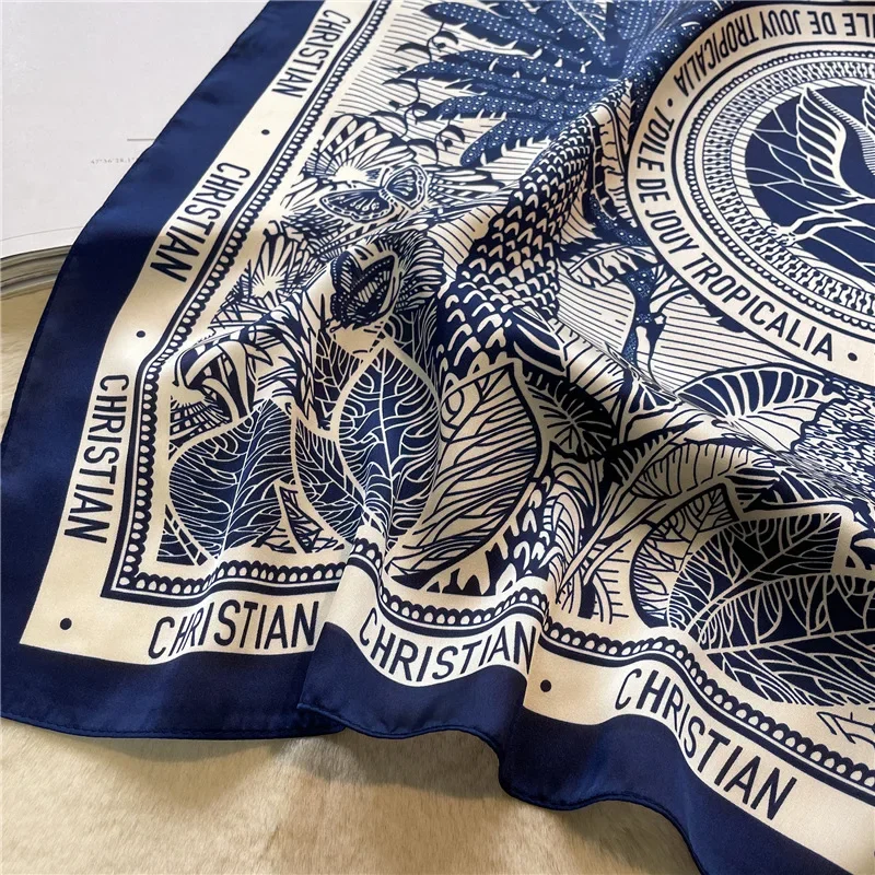 Luxury Brand Silk Hijab Women Scarf 90cm Print Hairband Neckerchief Shawls Headband Foulard Ribbon Wraps Female Square Scarves