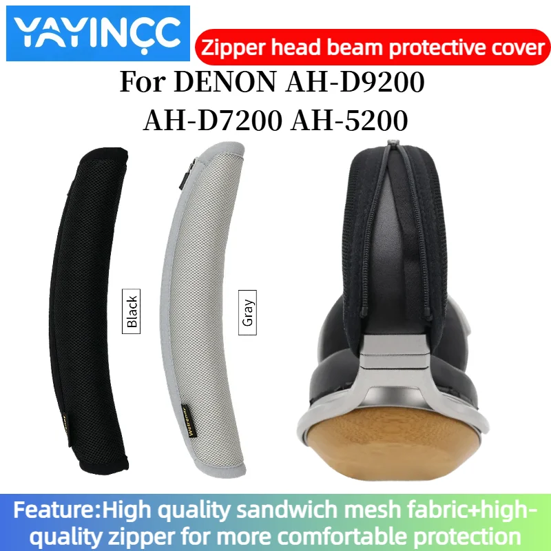

YAYINCC Headphone Head Beam Cover for DENON AH-D9200 AH-D7200 AH-5200 Earphone Zipper knitted fabric headband protective cover