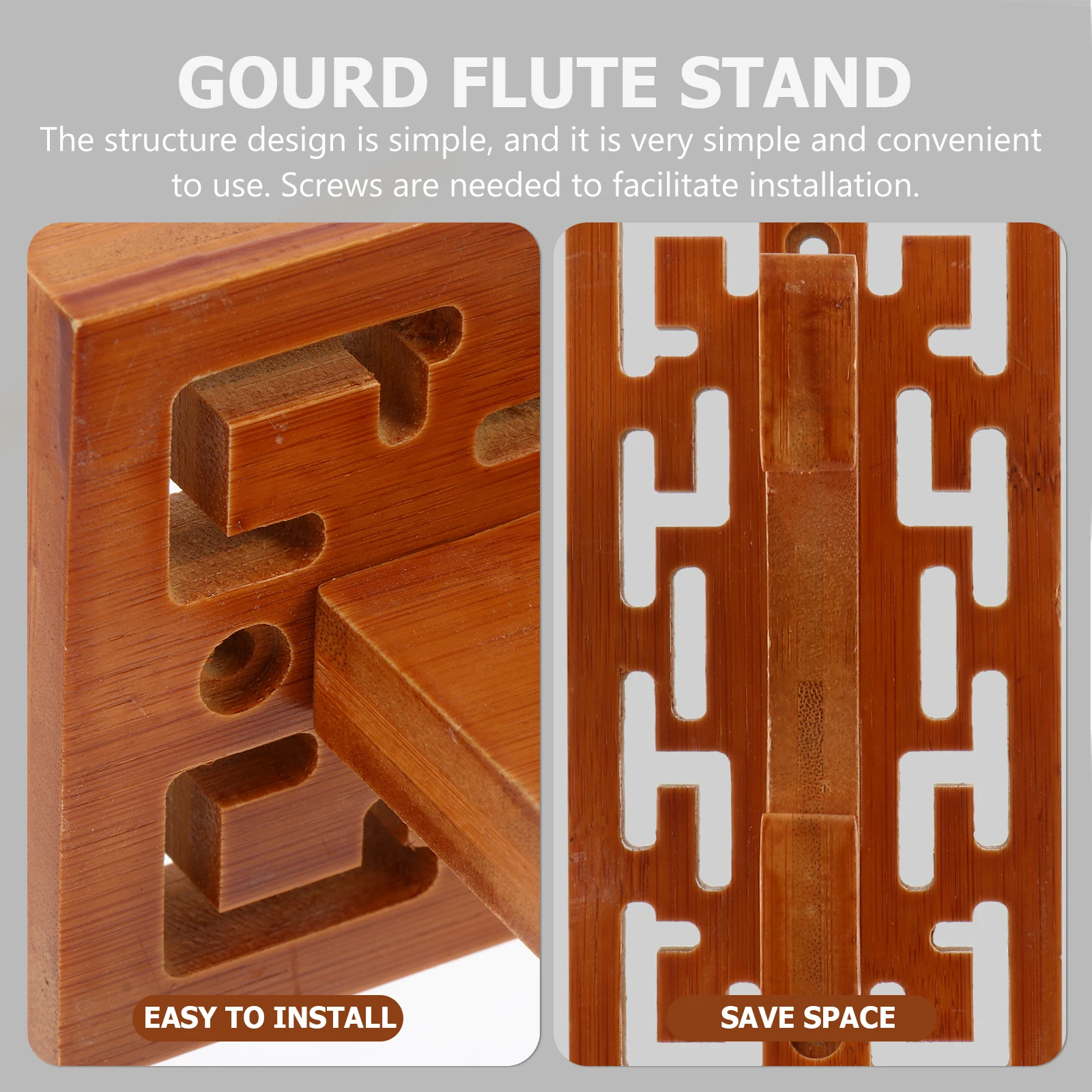 

Wall Hook Instrument Rack Hanging Shelf Cucurbit Flute Display Wood Wall-Mounted