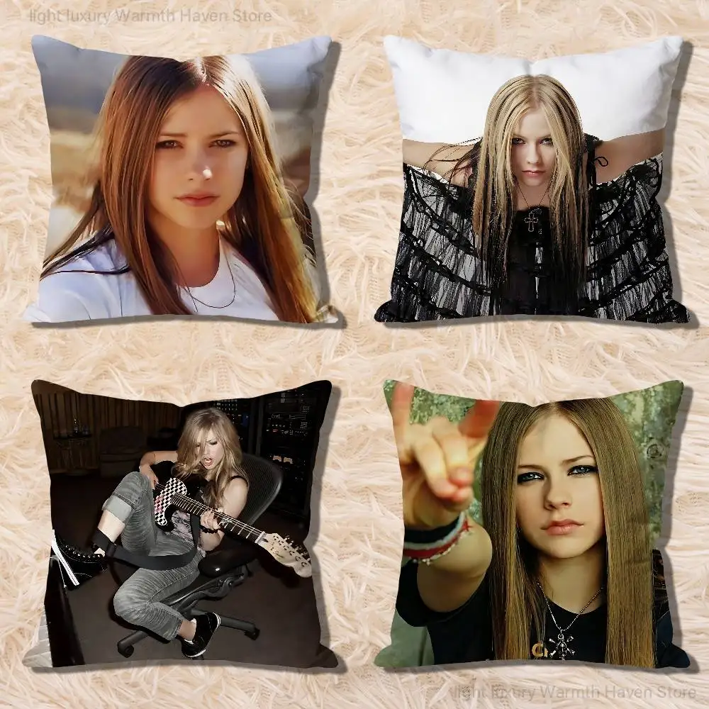 

A-Avril Punk L-Lavigne Pillow Cases for Bedroom Living Room Sofa Home Decor Polyester Cushion Cover with Zipper