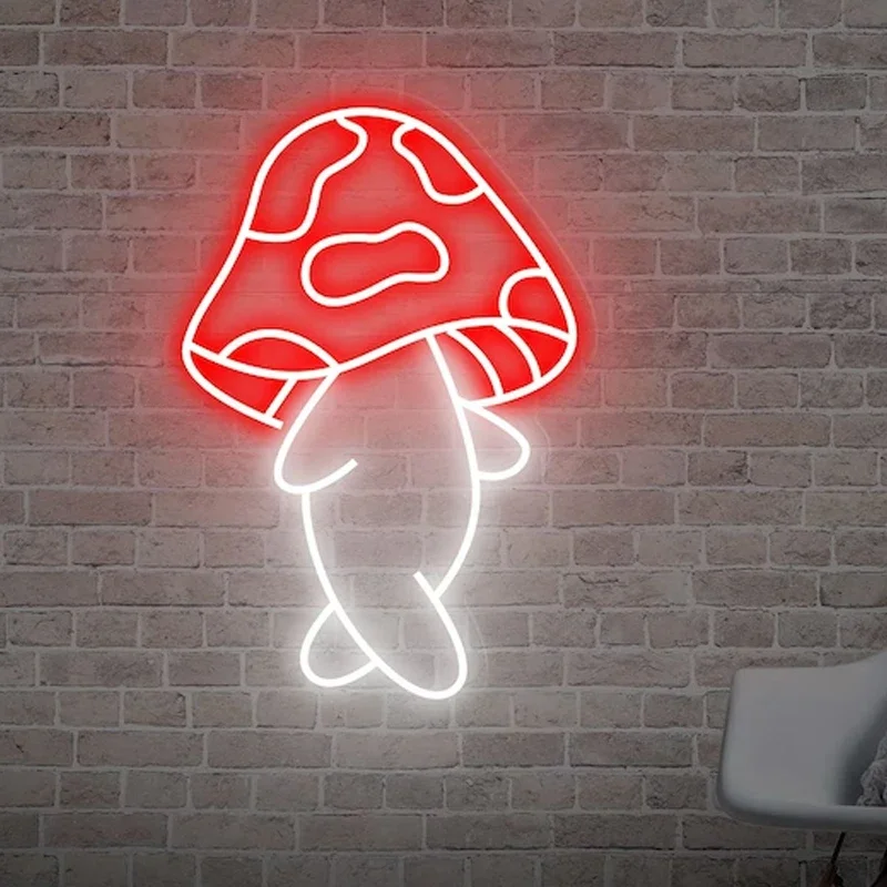 Anime Walk Mushroom Neon Sign Led Mushroom Cute Neon Light for Wall Decor Game Room Children Bedroom Decor Holiday Gift Neon