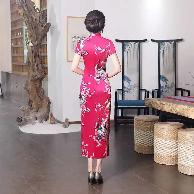 Rose red Chinese Bride Wedding Dress 2019 New Sexy Long Cheongsam Elegant Slim Summer Qipao High Quality S M L XL XXL 3XL