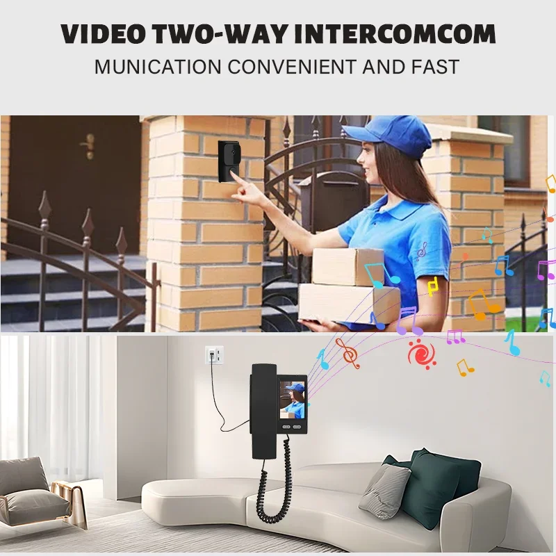 4.3Inch IPS Screen Wireless Intercom Smart  Visual Doorbell Video Door Phone Peephole Viewer Door Camera