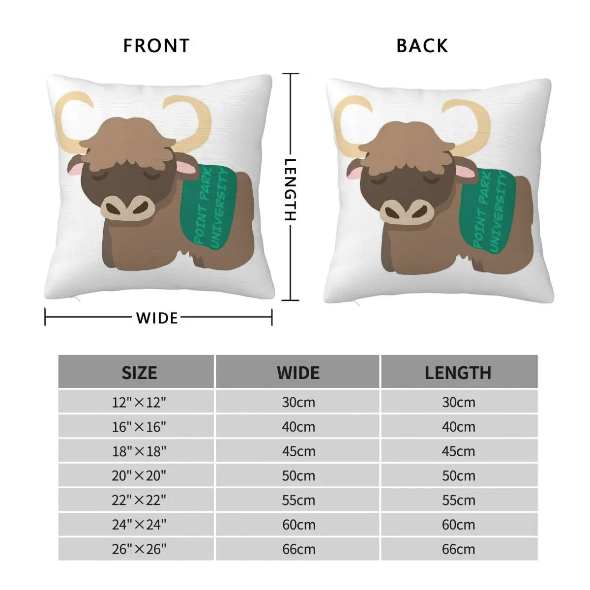 Point Park University Mascot Square Pillowcase Polyester Linen Velvet Pattern Zip Decorative Home Cushion Cover