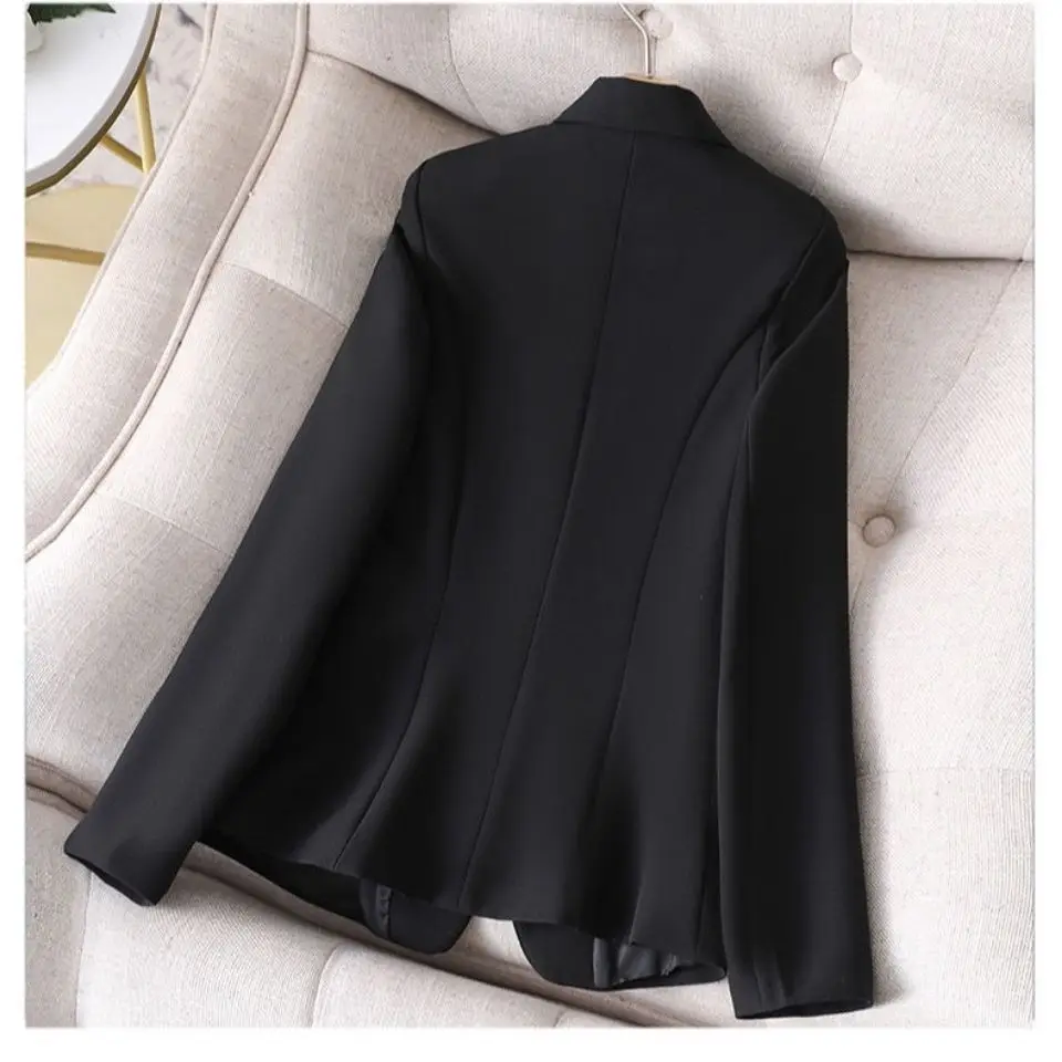

Commute Blazer Overcoat Female Women'S Coats Plus Side Slit One-Button Basic Newest Fitting Beading Spring Summer Retro V-Neck
