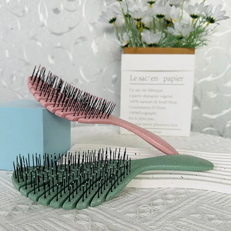 Leaf Shape Hollowing Out Hair Scalp Massage Comb Hairbrush Wet Curly Detangle Hair Brush for Salon Hairdressing Styling Tools