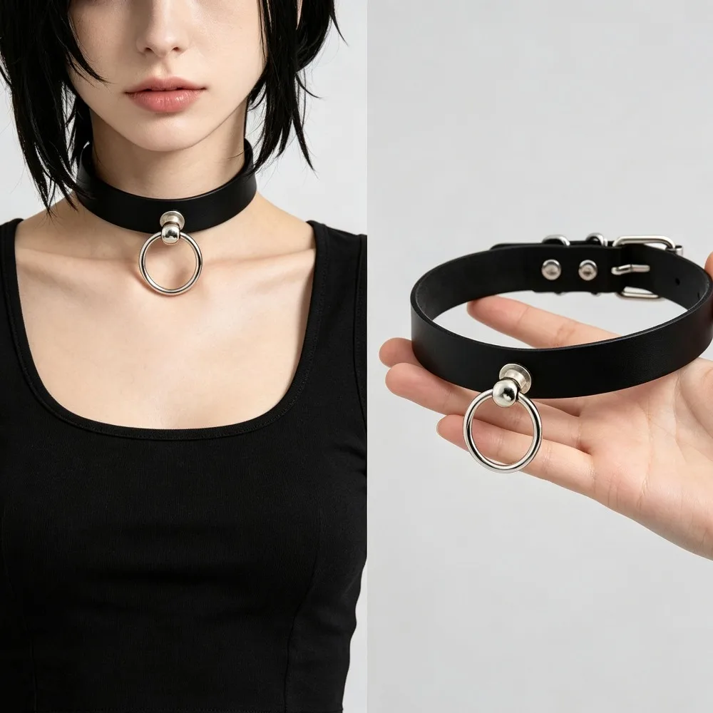 Chainsaw Man Reze Cosplay Punk PU Leather Heart Choker Necklace Pull Ring Chain Anime Party Costume Daily Birthday Gift