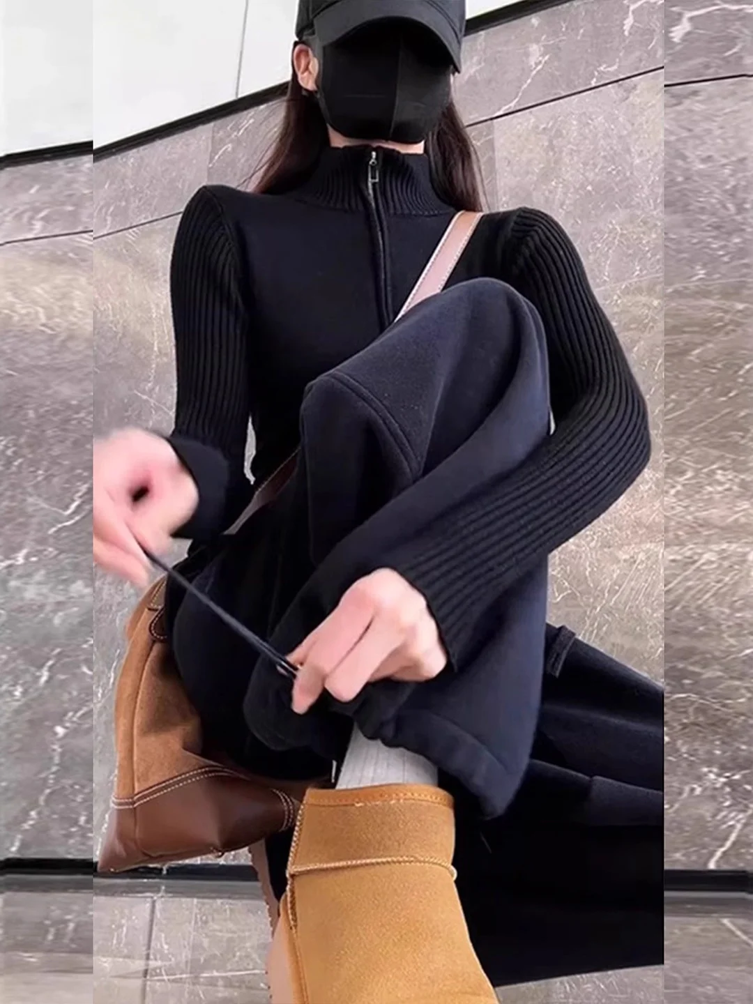 하이웨이스트 와이드 레그 캐주얼 팬츠 여성용 가을 겨울 신상 슬림핏 루즈핏 다용도 바지 끈