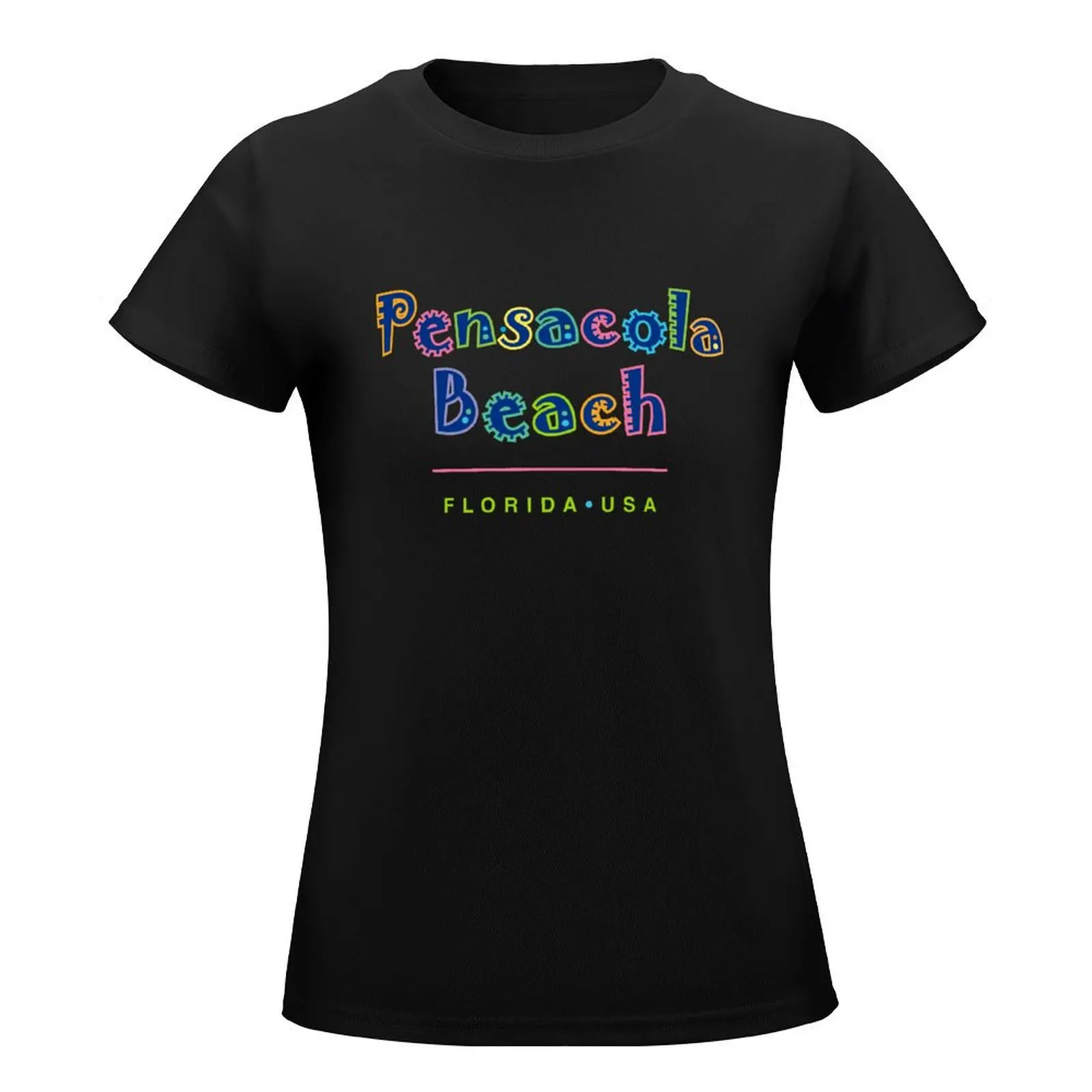 Pensacola Beach Florida Typographic Design T-Shirt funny Short sleeve tee Blouse summer tops T-shirt Women