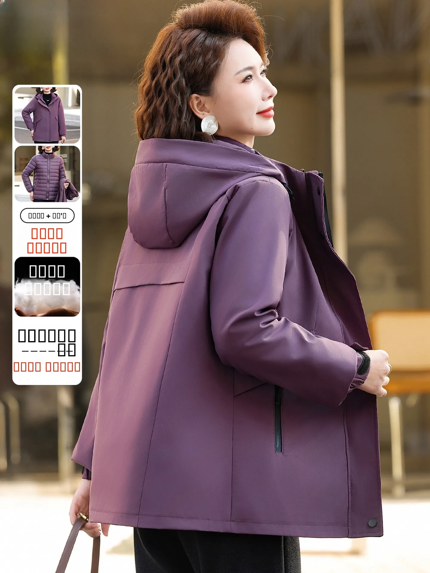 

Tee-in-One Mom Winter Clothes down Cotton Parka Coat Warmth Autumn Winter Women's Outerwear Casual Loose Fit Waterproof