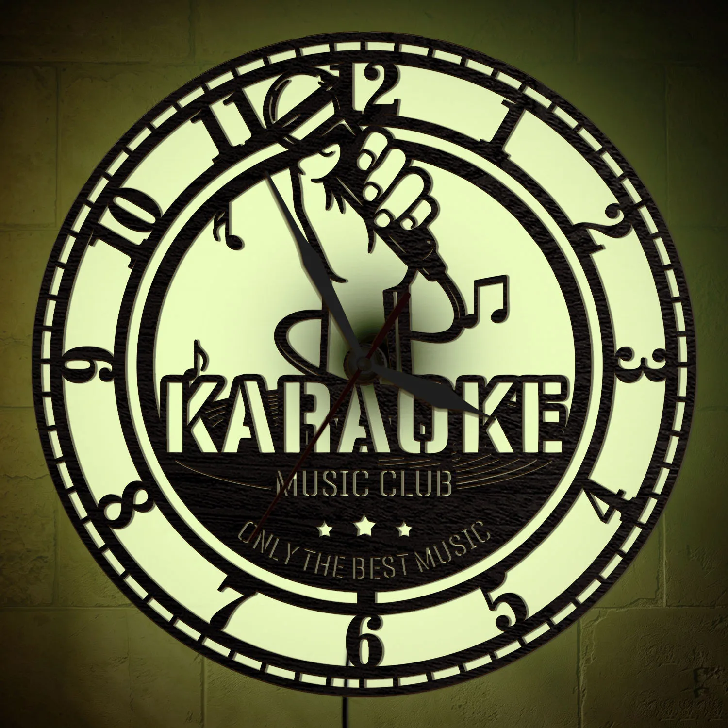 Personalized Karaoke Microphone Illuminated Wall Clock RGB LED Backlight For Bar KTV Party Room Luminous Night Light Wall Clock