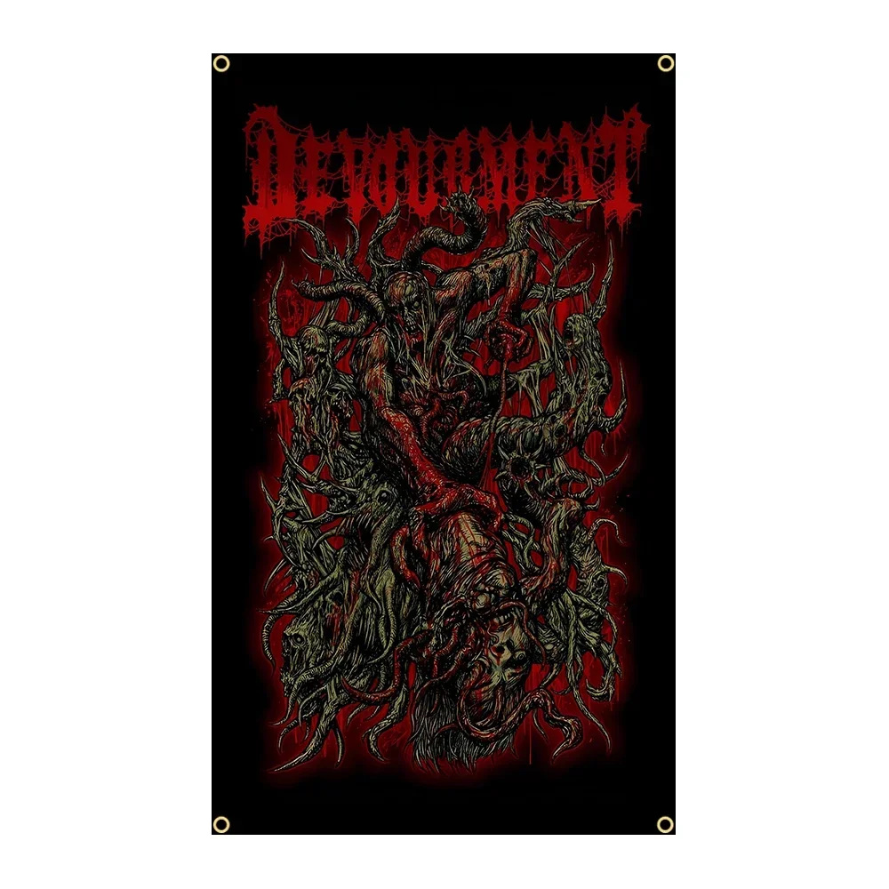 Bannière imprimée en polyester du groupe de death metal Brutal Death Metal, motif drapeau du groupe Devourments, pour la décoration