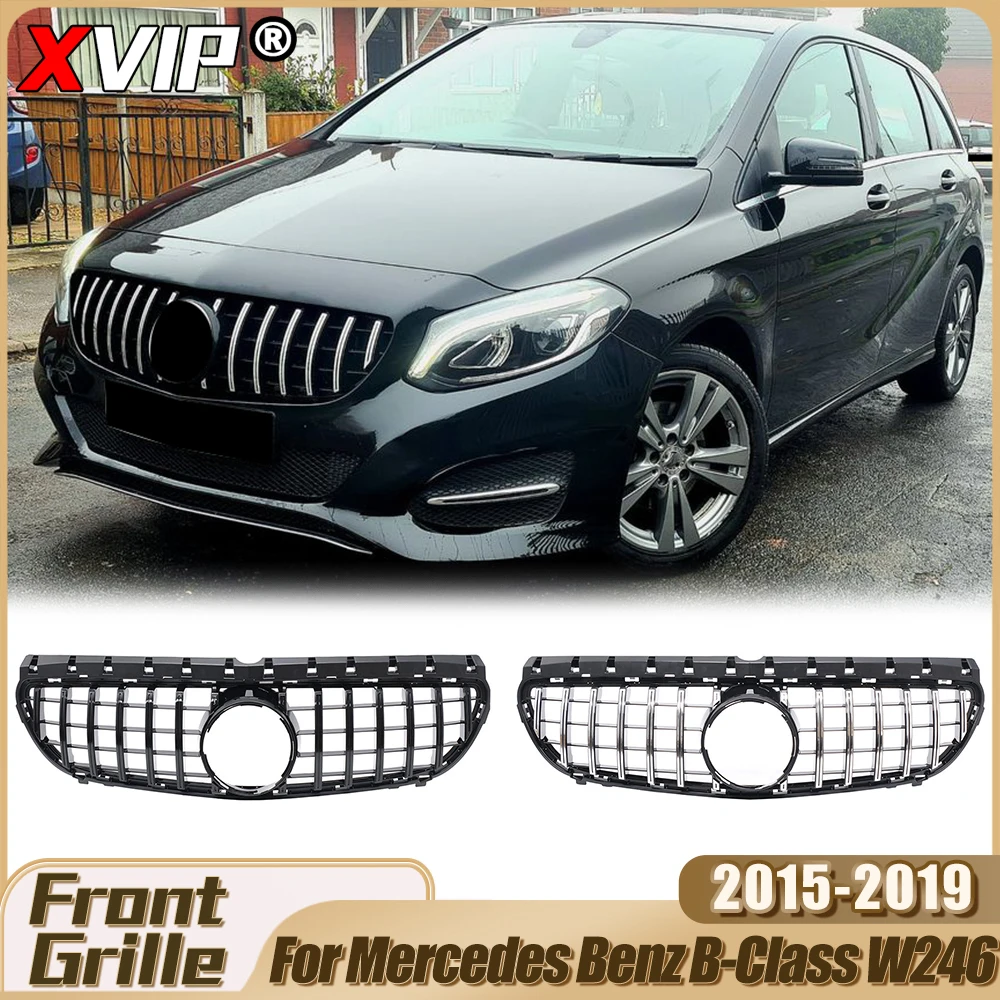 

XVIP Perfect Match Front Chrome Silver Diamonds Style Bumper Grille For Mercedes Benz B W246 2015-19 B180 B200 Racing Grill Mesh