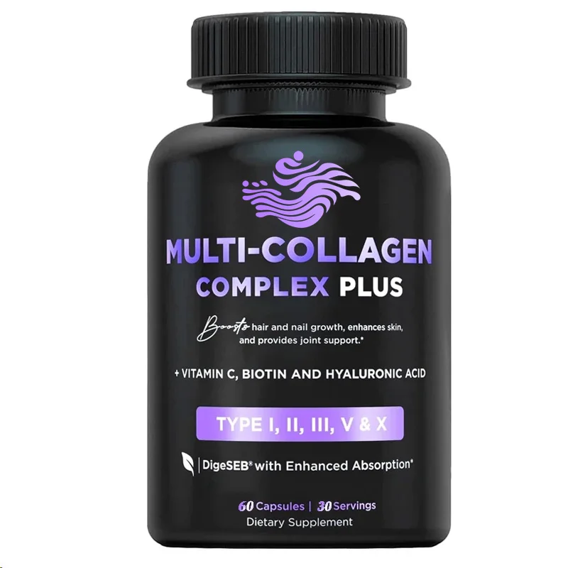 60 Capsules Of Multi Collagen Biotin, Hyaluronic Acid, Vitamin C Hair Growth Support Supplement For Skin And Nail Beauty Complex