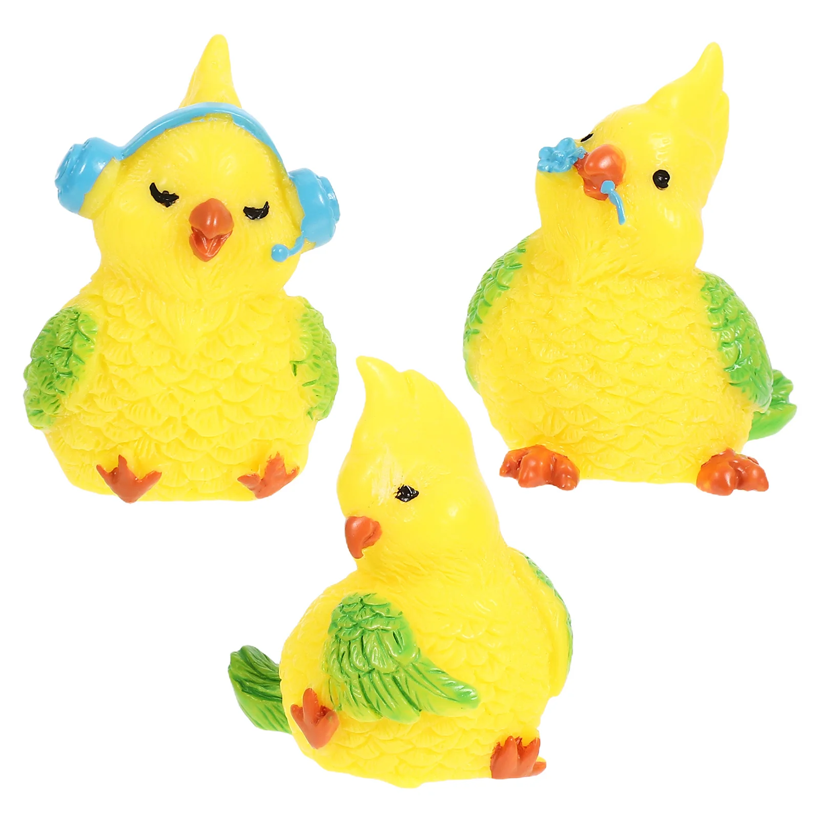 3 Stück niedliche Papageien-Mikrolandschaft, Kunstharz, Gartendekoration, kleiner bunter Vogel, Desktop-Ornament für Zuhause, Büro, Kunstharz, Handwerk
