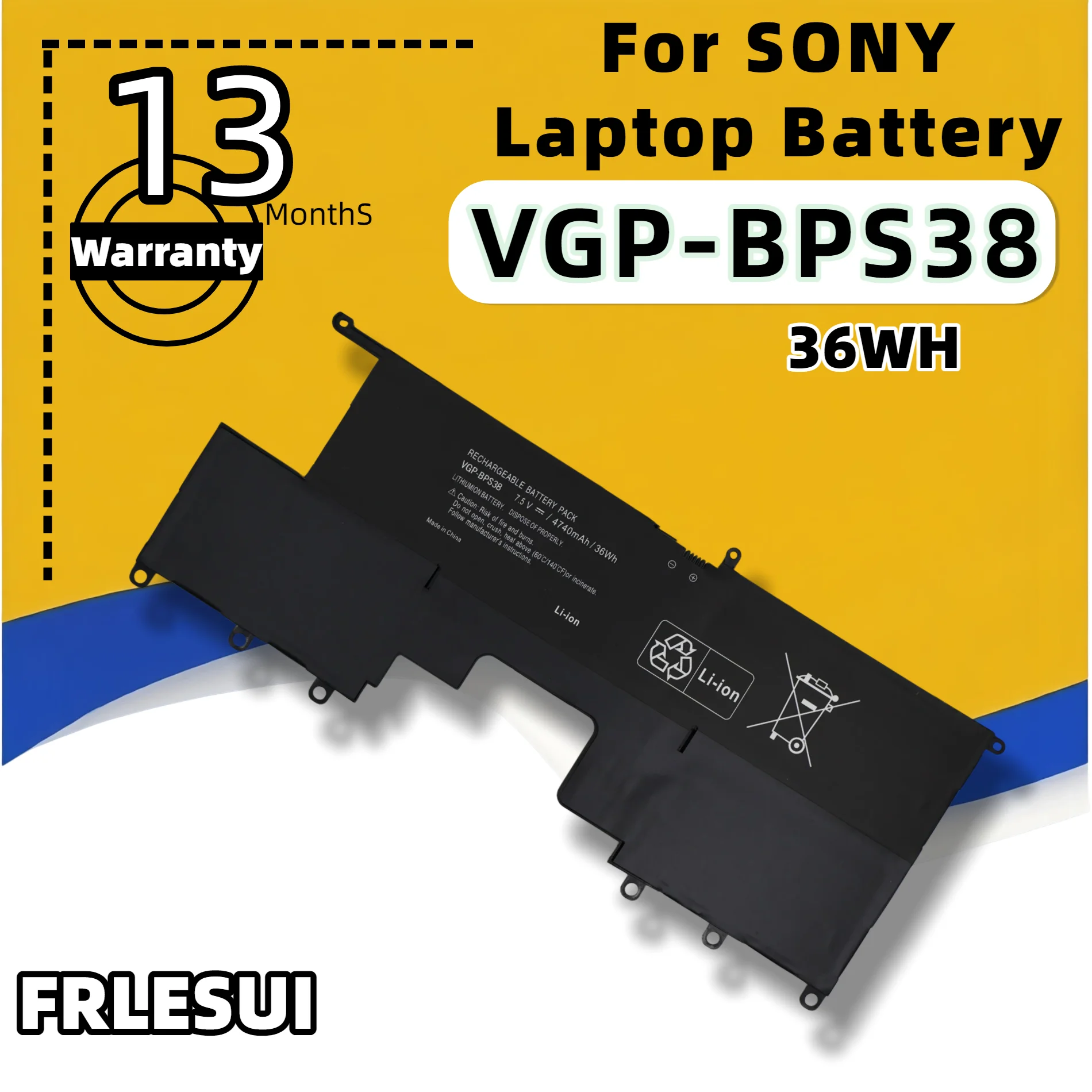

FRLESUI VGP-BPS38 Laptop Battery For SONY VAIO PRO11 PRO13 SVP1321BPXB SVP13216PG SVP132A1CM SVP11217SCS High capacity Battery
