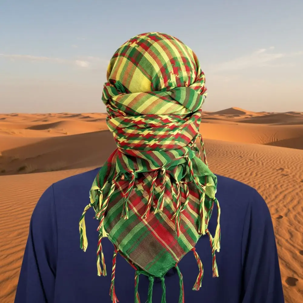 Windproof Middle East Muslim Scarf Neck Warmer Sandproof Arabic Square Scarf Thickened Red Yellow Green Headscarf Outdoor Sports - view 5