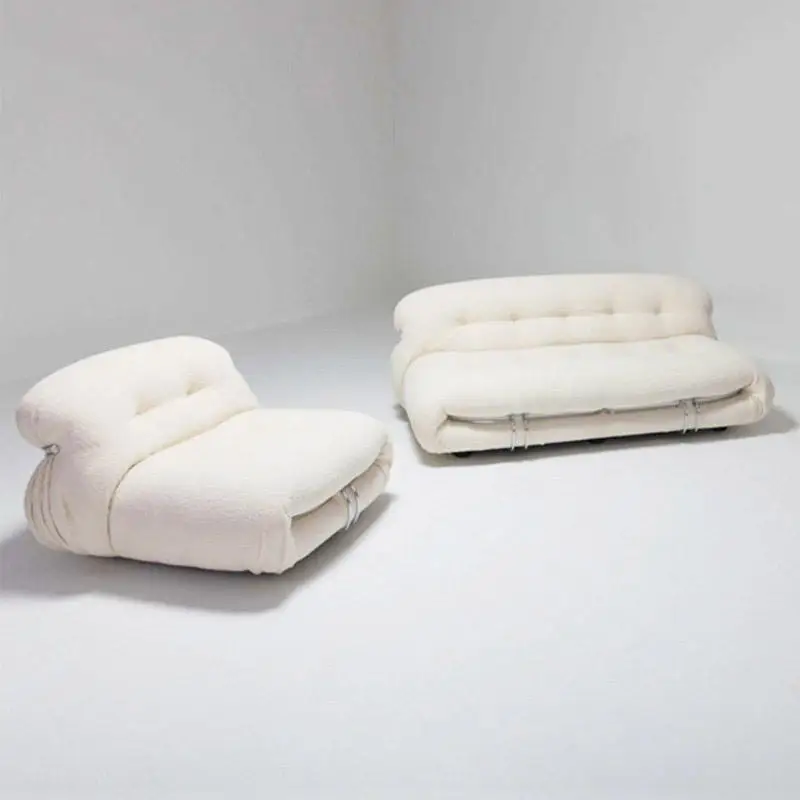 High quality Home Hotel single sofa Luxurious white sheepskin shearing chair