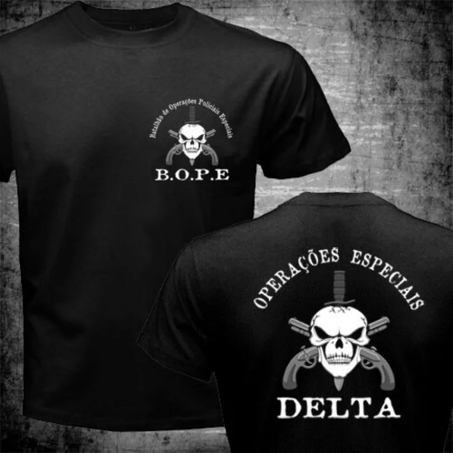 BOPE Brazil Special Unit Tropa de Elite Forces PMERJ Delta T-shirt Short Sleeve Casual 100% Cotton Shirt