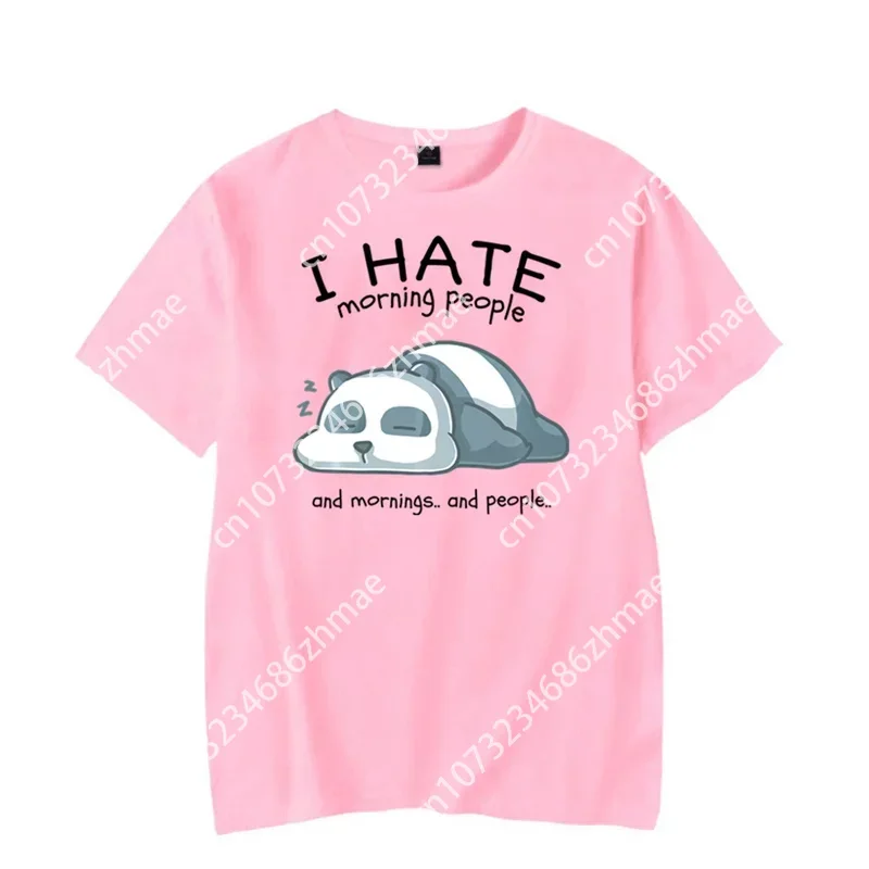 Men's T-shirt I Hate Morning People and Morings and People Kawaii T Shirt Men Women Tshirt Lazy Panda Graphic T Shirts Oversized