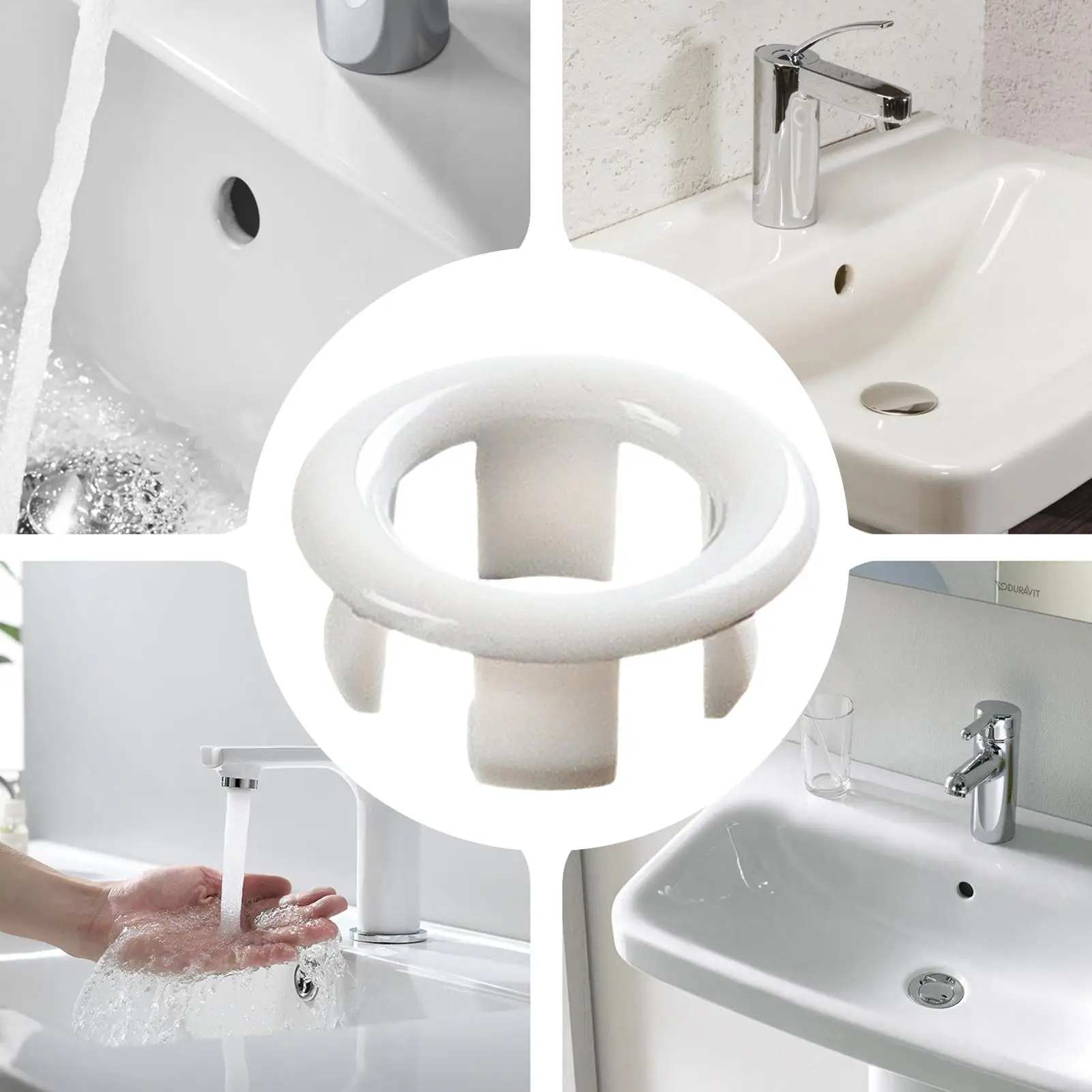 

22-24mm Plastic Sink Hole Overflow Cover for Kitchen Bathroom Basin Trim Bath Drain Cap Sink Wash Basin Round Overflow Ring Plug