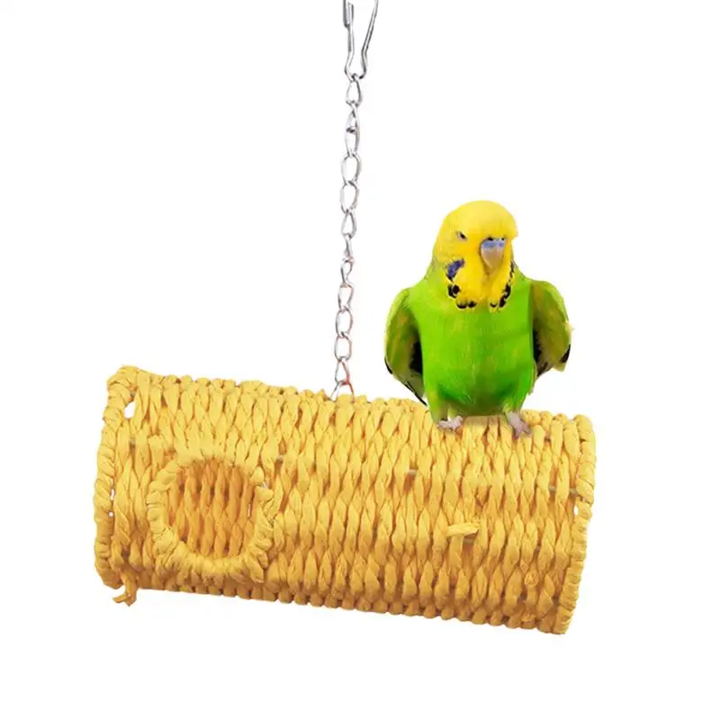 

Птичий домик, натуральный подвесной гамак, качели, гнездо для птичьих тканых клеток, аксессуары для среды обитания, подвесной туннель для попугая, корелла