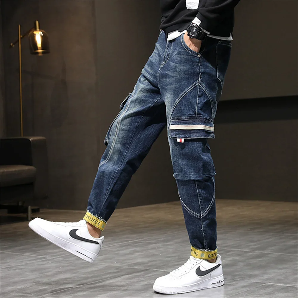 Men's Military Combat Cargo Jeans Tactical Army Long Trousers Casual Motorcycle Denim Biker Jeans Stretch Multi Pockets Pants