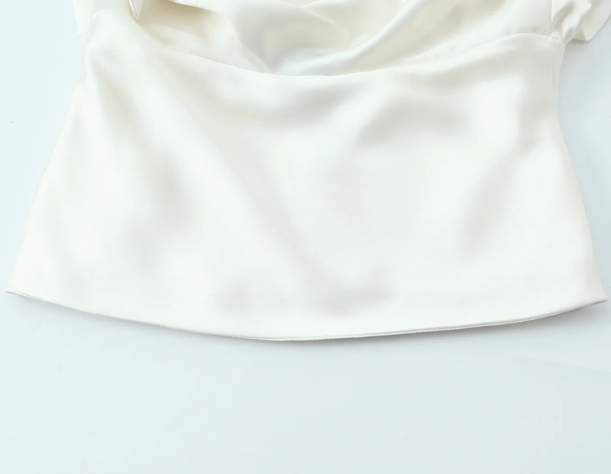 Blus Wanita DiYiG 2025 Musim Dingin, Model Baru, Tekstur Sutra Satin, Desain Draped, Retro, Lengan Panjang, Chic, Hiasan Pita di Belakang, Atasan Wanita