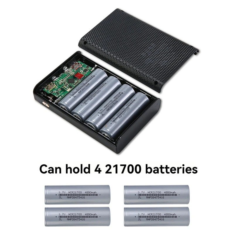 무선 DIY 쉘 21700 배터리 보관함, 빠른 충전, 분리형 보조배터리 케이스, 배터리 없음, 22.5W