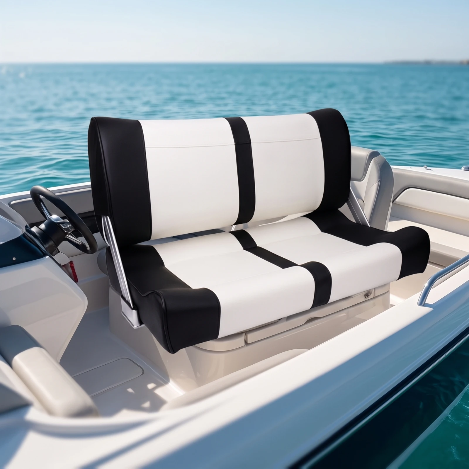 Boat Skipper Chair Ergonomic Boat Seat with High Backrest Helm Seat Comfortable Heavy-Duty for Anglers, Yachts, Speedboats