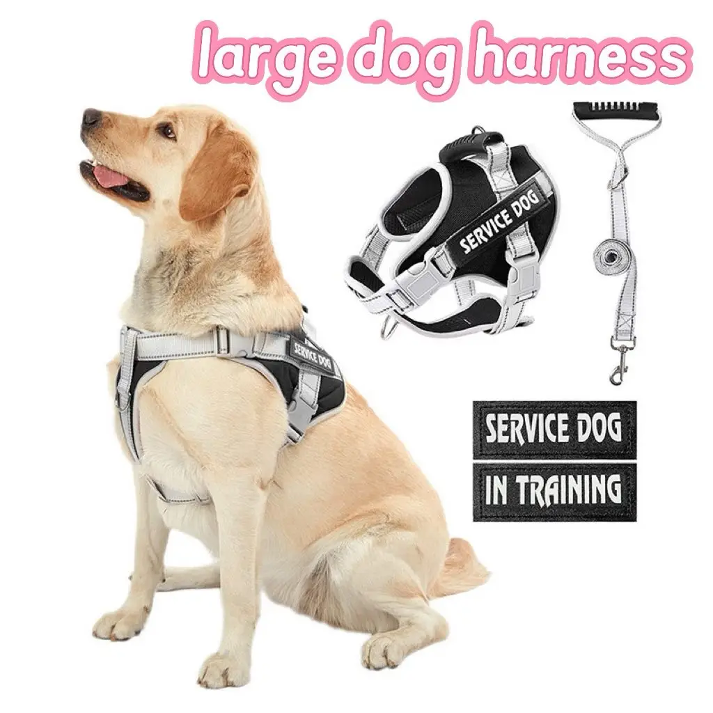 

Personalised Big Dog Harness With Rubber Handle Adjustable K9 Dog Vest Service Dog Harness for Large Dog Walking Dog Accessories