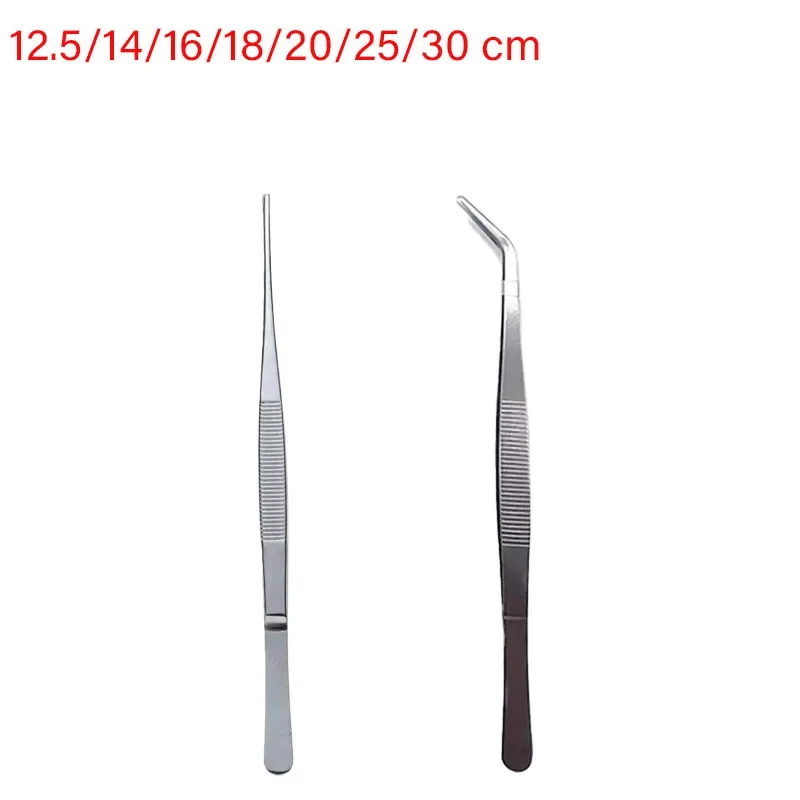 

12.5cm-30cm Straight Head Elbow Thicken Medical Tools Stainless Steel 430 Anti-iodine Medical Tweezers Long Straight Forceps