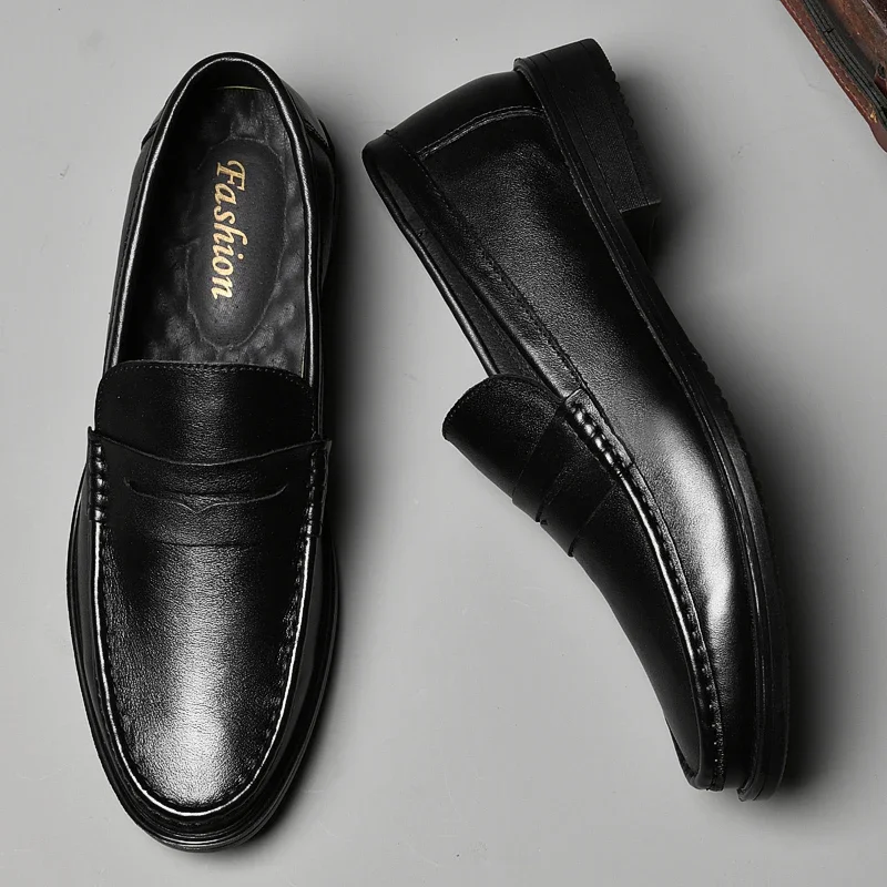 Heren Echte Lederen Schoenen Vrijetijdsschoenen Heren Slip-On Business Jurk Schoenen All-Match Trouwschoenen Luxe Merk Loafers Man Oxford