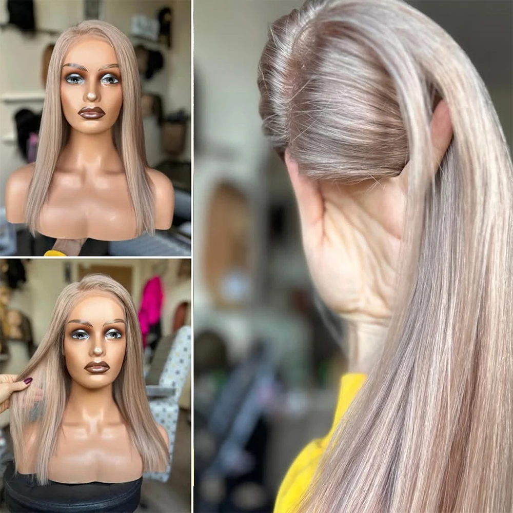 Synthetic HD Lace Front Wig Women’s Wigs Straight Layered Creamy Ash Blonde Lace Front Wig Party Daily Cosplay Wig Ready Ship Sh