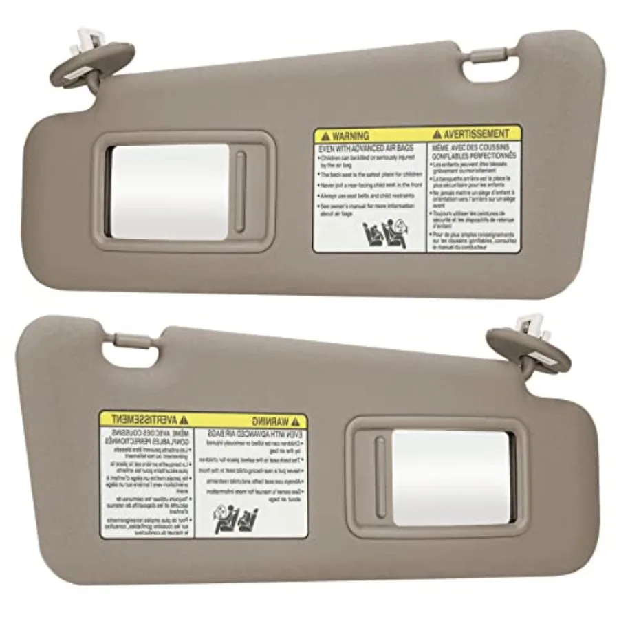 

Driver Left + Passenger Right Side Sun Visor Replacement Compatible with 2008 2009 2010 2012 2013 Toyota Highlander Replace 743