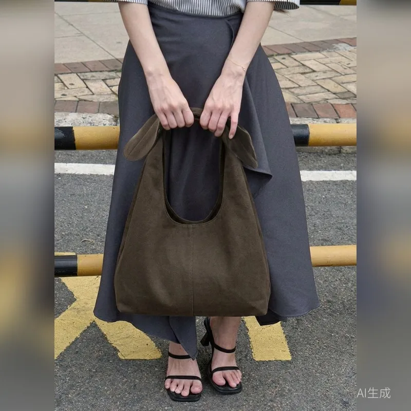 Chic Linen Lyocell Minimalist Women's Handbags Canvas Bag Foldable Shoulder Bags Casual Cotton-Linen Underarm Bag