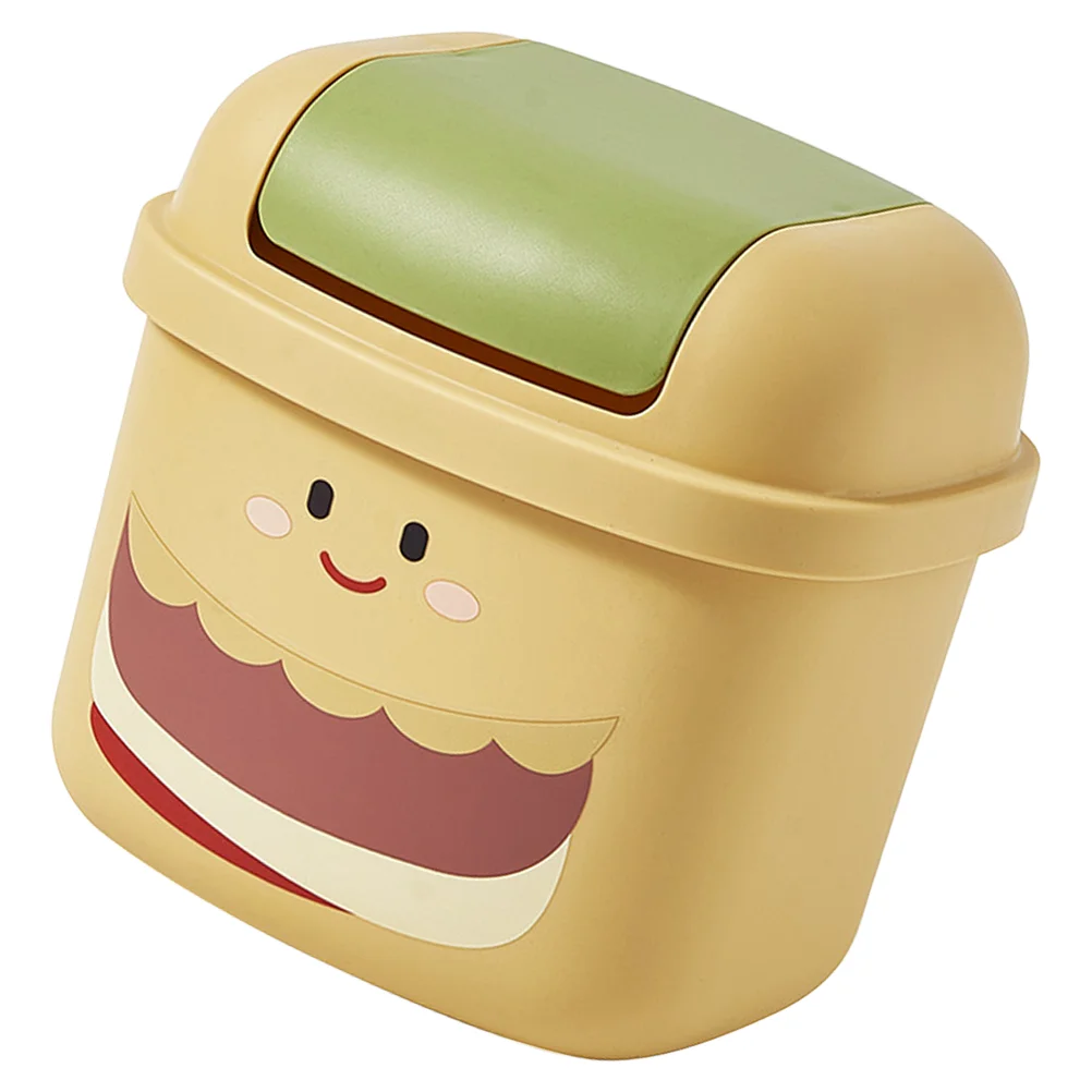 Medium Office Trash Can Garbage Diaper Burgers Desk Cartoon Trashcan Lids Plastic