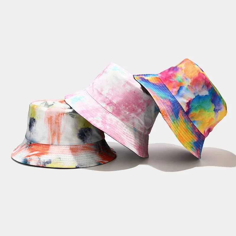 New 3D Print Tie Dye Reversible Bucket Hat for Men Women, Summer Outdoor Sun Protection Fisherman Cap
