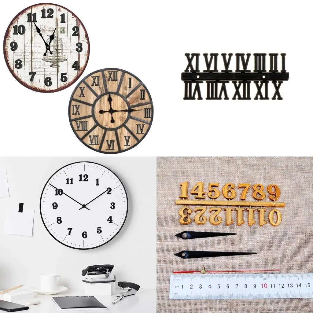 F19B DIY Clock Number Arabic Roman Numerals Digital Clocks Needle Hands Clock Sticker