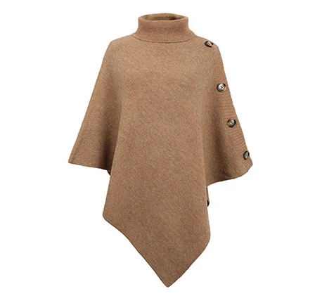 Women's sweater pullover Casual autumn/winter Retro ethnic style shawl loose long sleeved knitted cape High collar basic