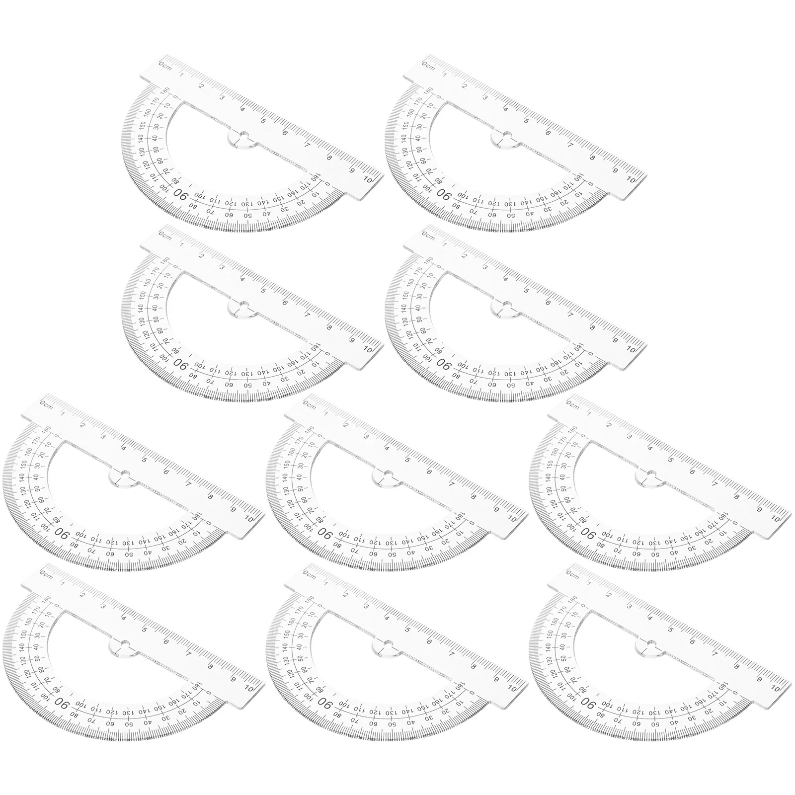 10 stuks draagbare halve cirkel gradenboog wiskunde tool voor studenten klein formaat duidelijke schaal langdurige plastic briefpapier